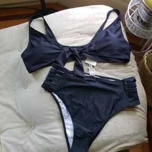 Hight waist tie front bikini